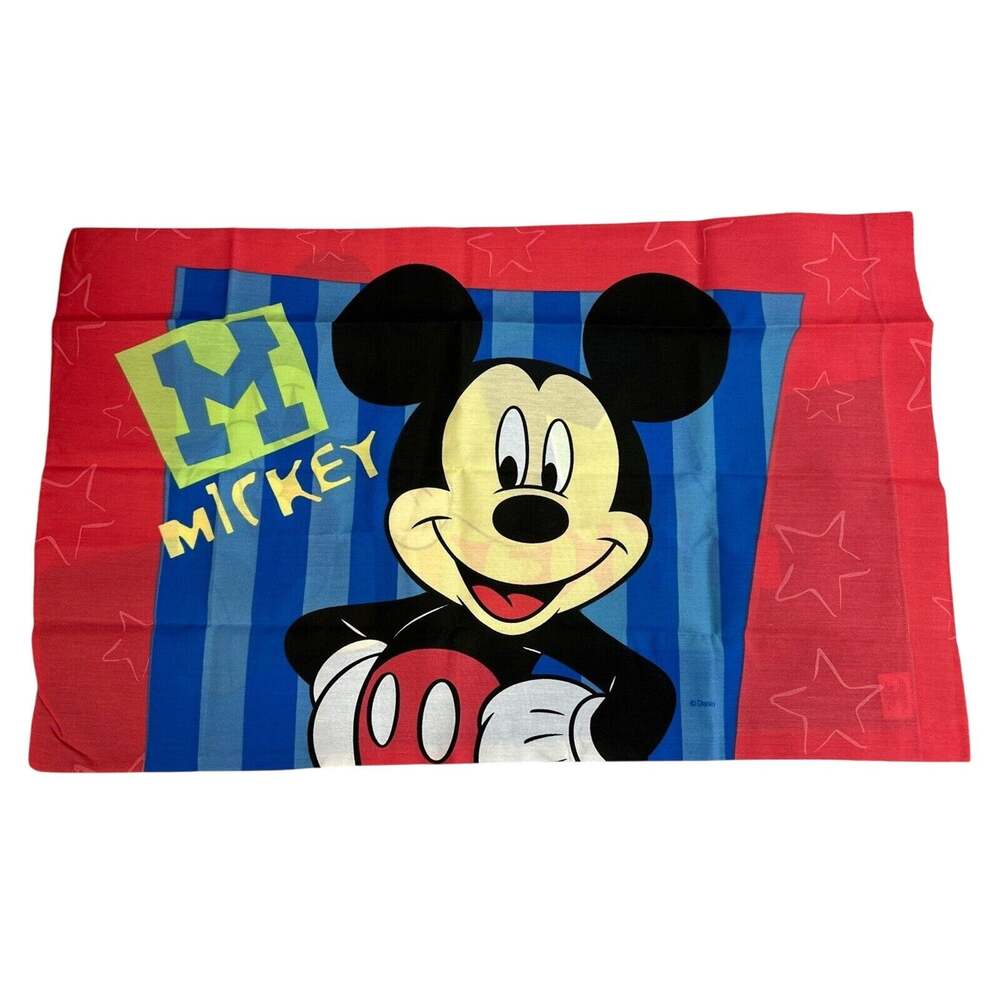 Mickey Mouse Two Sided Pillowcases Lot of 2 Vintage Disney Retro Cute Kids